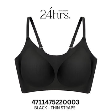 24HRS Bras Black - Thin 24HRS Classic Series Bra Thin & Wide Straps Seamless FREE Size Bra 24HRS Classic Series Bra Thin & Wide Straps Seamless FREE Size Bra