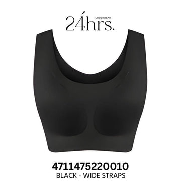 24HRS Bras Black - Wide 24HRS Classic Series Bra Thin & Wide Straps Seamless FREE Size Bra 24HRS Classic Series Bra Thin & Wide Straps Seamless FREE Size Bra