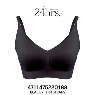 24HRS Bralettes Black - Thin 24HRS Cooling Series Bra Thin & Wide Straps Cooling Memory Free Size Bra 24HRS Cooling Series Bra Thin & Wide Straps Cooling Memory Free Size B