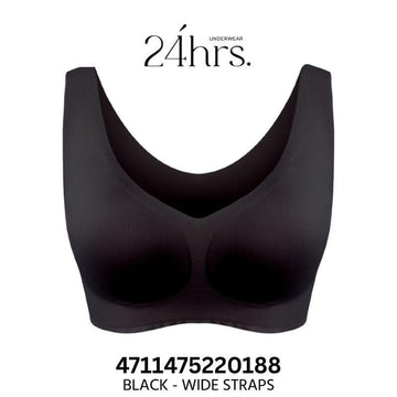 24HRS Bralettes Black - Wide 24HRS Cooling Series Bra Thin & Wide Straps Cooling Memory Free Size Bra 24HRS Cooling Series Bra Thin & Wide Straps Cooling Memory Free Size B