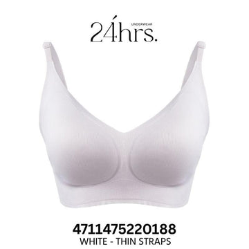 24HRS Bralettes White - Thin 24HRS Cooling Series Bra Thin & Wide Straps Cooling Memory Free Size Bra 24HRS Cooling Series Bra Thin & Wide Straps Cooling Memory Free Size B