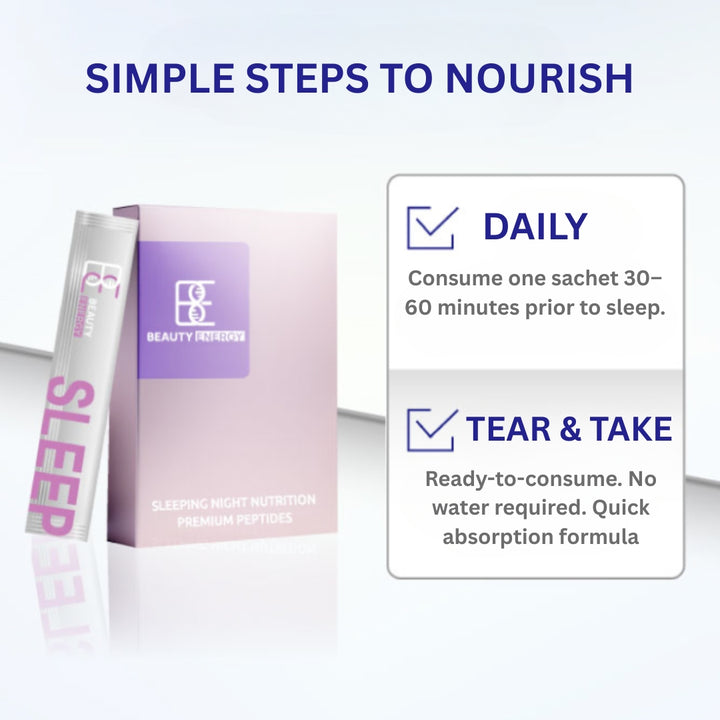 Product packaging with instructions for daily consumption on a light background