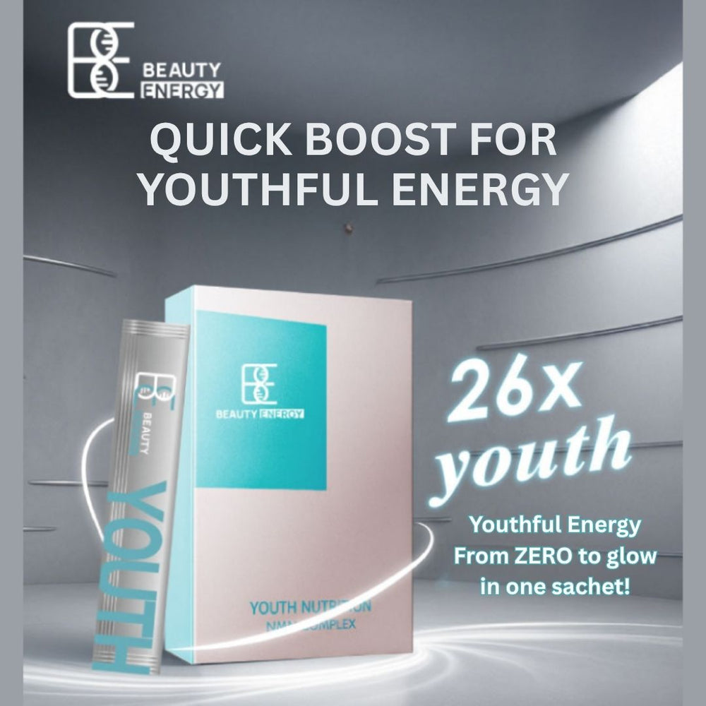 Beauty Energy product packaging with text about youthful energy boost.