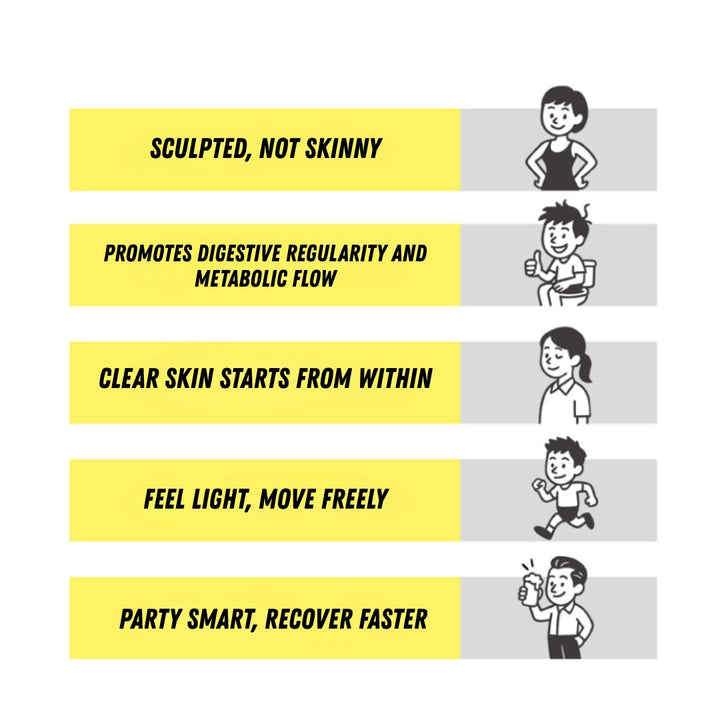 Illustrations and text about health benefits on a white background