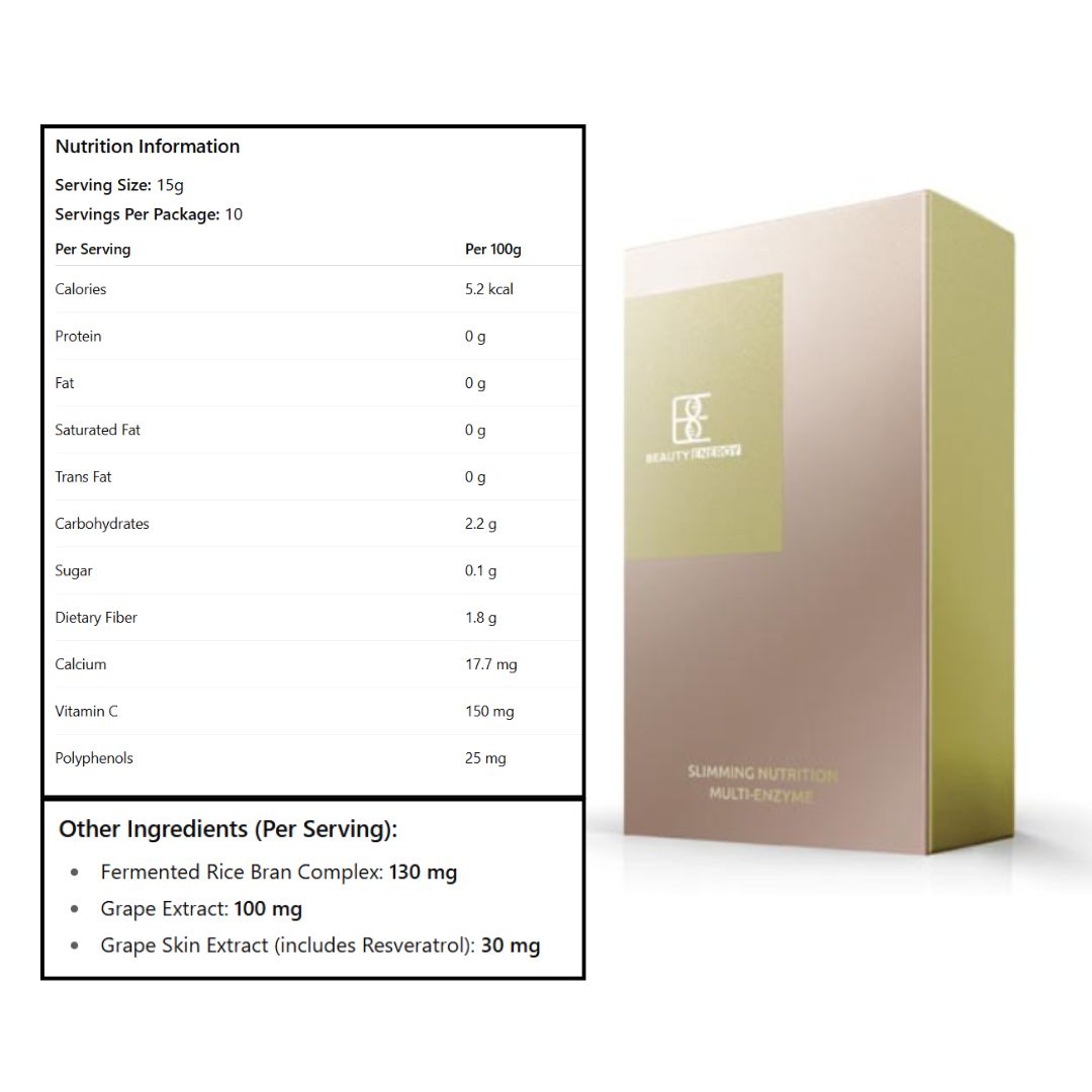 Nutrition information panel and product packaging on a white background
