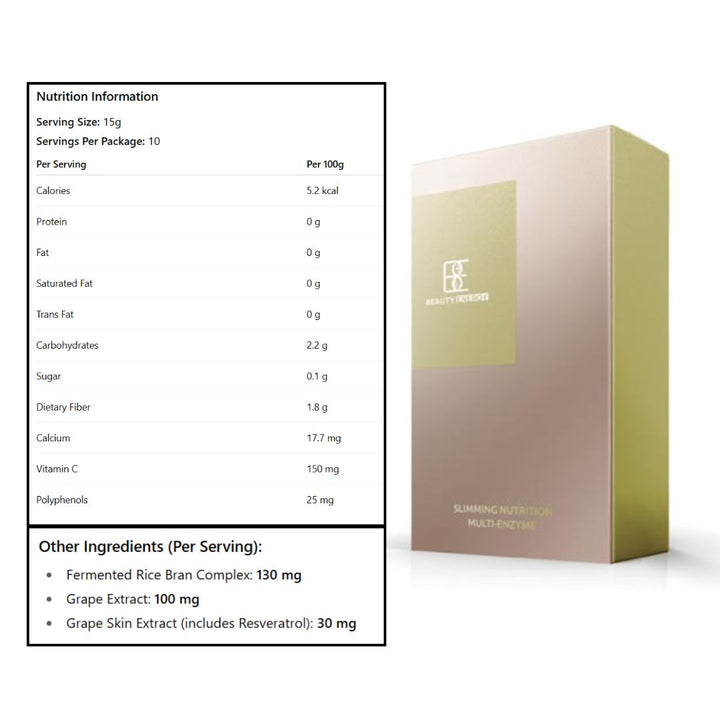 Nutrition information panel and product packaging on a white background