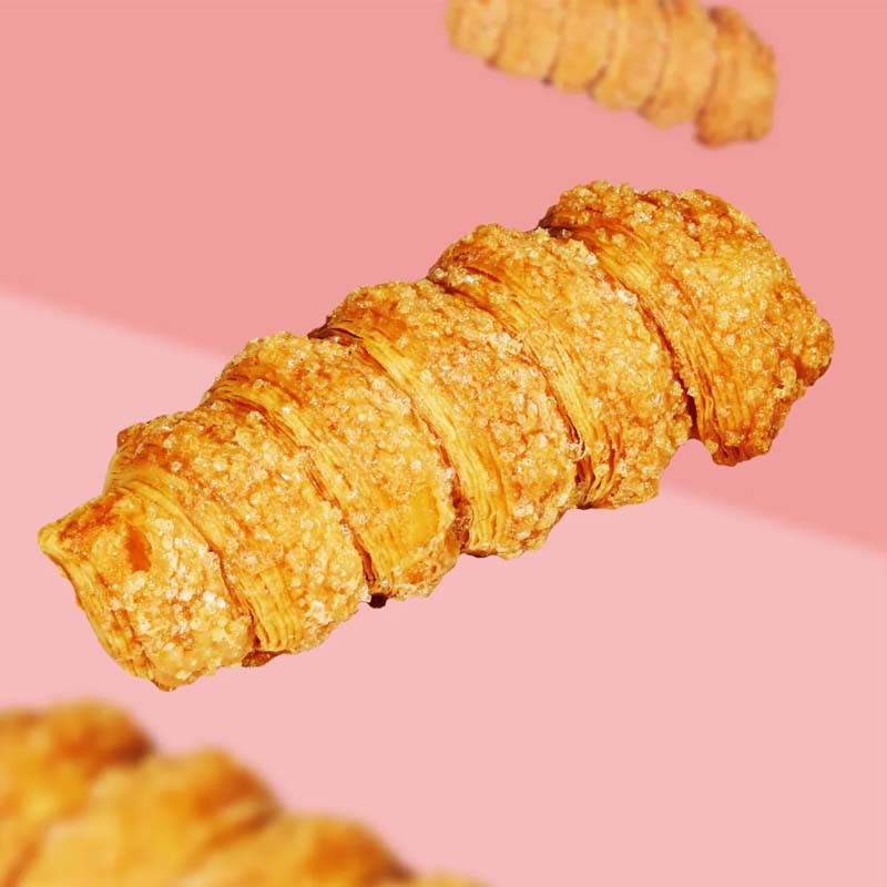 Croissant on a pink background