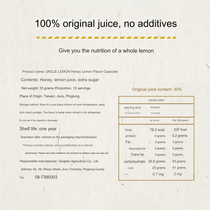 Uncle Lemon Honey Lemon Bricks 100% Pure whole pressed (12pcs per box)