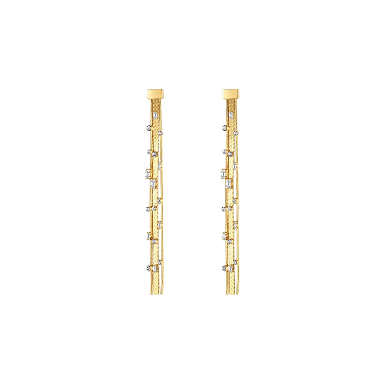 CLASSICHARMS Jewellery CLASSICHARMS (VANCOUVER) - Golden Tassel Zirconia Earrings CLASSICHARMS (VANCOUVER) - Golden Tassel Zirconia Earrings