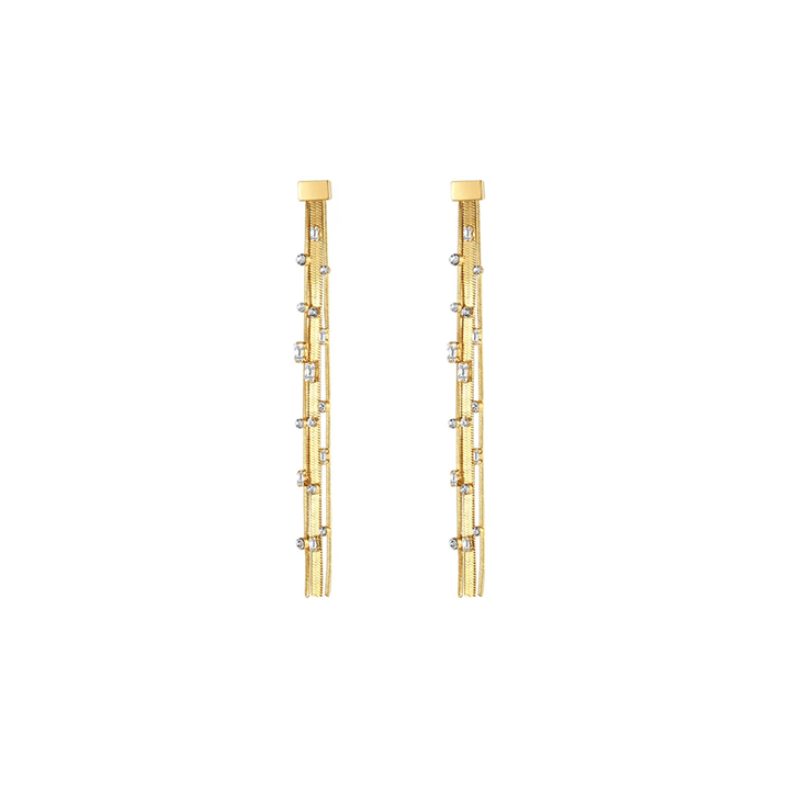 CLASSICHARMS Jewellery CLASSICHARMS (VANCOUVER) - Golden Tassel Zirconia Earrings CLASSICHARMS (VANCOUVER) - Golden Tassel Zirconia Earrings