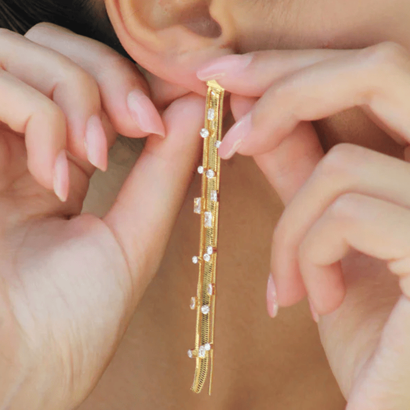 CLASSICHARMS Jewellery CLASSICHARMS (VANCOUVER) - Golden Tassel Zirconia Earrings CLASSICHARMS (VANCOUVER) - Golden Tassel Zirconia Earrings