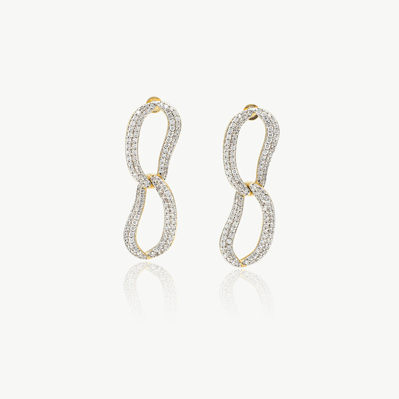 CLASSICHARMS Jewellery CLASSICHARMS (VANCOUVER) - Infinity Gold Pav¨¦ Diamond Ovate Loop Hoop Earrings CLASSICHARMS (VANCOUVER) - Infinity Gold Pav¨¦ Diamond Ovate Loop Hoop Earrings