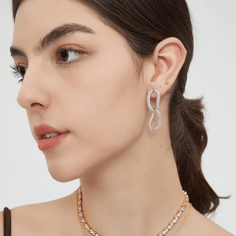 CLASSICHARMS Jewellery CLASSICHARMS (VANCOUVER) - Infinity Gold Pav¨¦ Diamond Ovate Loop Hoop Earrings CLASSICHARMS (VANCOUVER) - Infinity Gold Pav¨¦ Diamond Ovate Loop Hoop Earrings