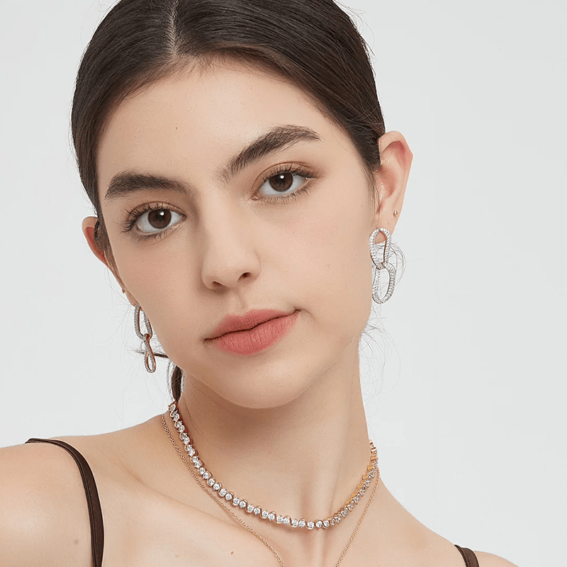 CLASSICHARMS Jewellery CLASSICHARMS (VANCOUVER) - Infinity Gold Pav¨¦ Diamond Ovate Loop Hoop Earrings CLASSICHARMS (VANCOUVER) - Infinity Gold Pav¨¦ Diamond Ovate Loop Hoop Earrings