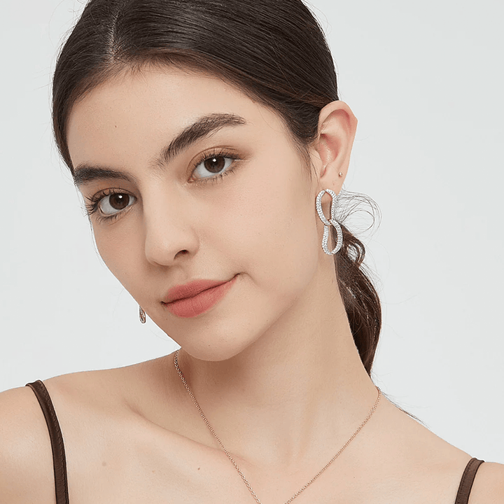 CLASSICHARMS Jewellery CLASSICHARMS (VANCOUVER) - Infinity Gold Pav¨¦ Diamond Ovate Loop Hoop Earrings CLASSICHARMS (VANCOUVER) - Infinity Gold Pav¨¦ Diamond Ovate Loop Hoop Earrings