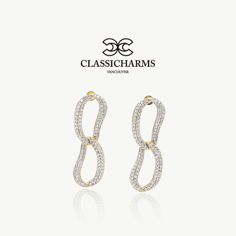 CLASSICHARMS Jewellery CLASSICHARMS (VANCOUVER) - Infinity Gold Pav¨¦ Diamond Ovate Loop Hoop Earrings CLASSICHARMS (VANCOUVER) - Infinity Gold Pav¨¦ Diamond Ovate Loop Hoop Earrings