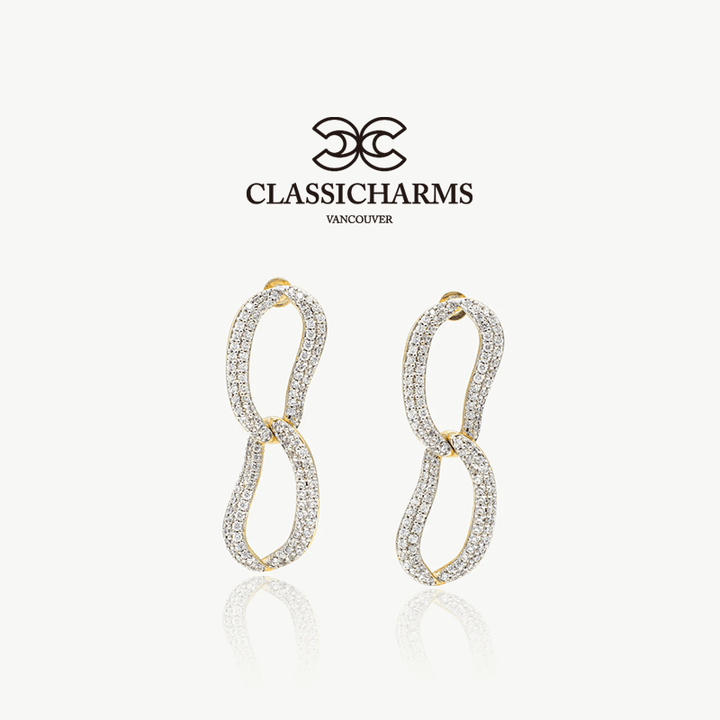 CLASSICHARMS Jewellery CLASSICHARMS (VANCOUVER) - Infinity Gold Pav¨¦ Diamond Ovate Loop Hoop Earrings CLASSICHARMS (VANCOUVER) - Infinity Gold Pav¨¦ Diamond Ovate Loop Hoop Earrings