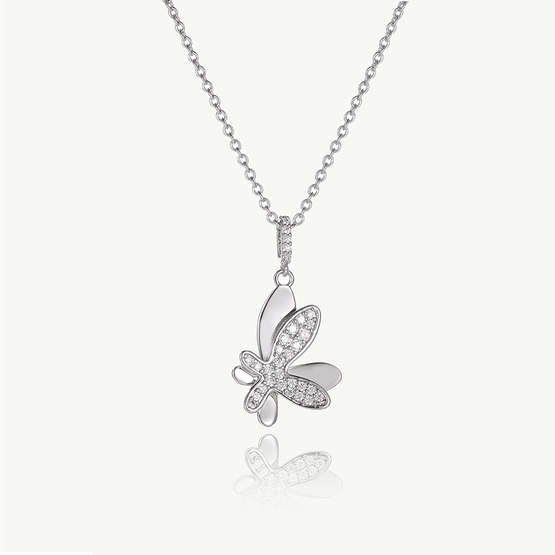 CLASSICHARMS Jewellery CLASSICHARMS (VANCOUVER) - Silver Pav¨¦ Diamond Butterfly Pendant Necklace CLASSICHARMS (VANCOUVER) - Silver Pav¨¦ Diamond Butterfly Pendant Necklace
