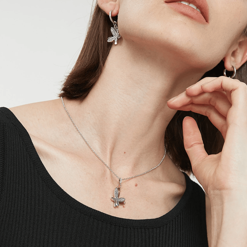 CLASSICHARMS Jewellery CLASSICHARMS (VANCOUVER) - Silver Pav¨¦ Diamond Butterfly Pendant Necklace CLASSICHARMS (VANCOUVER) - Silver Pav¨¦ Diamond Butterfly Pendant Necklace