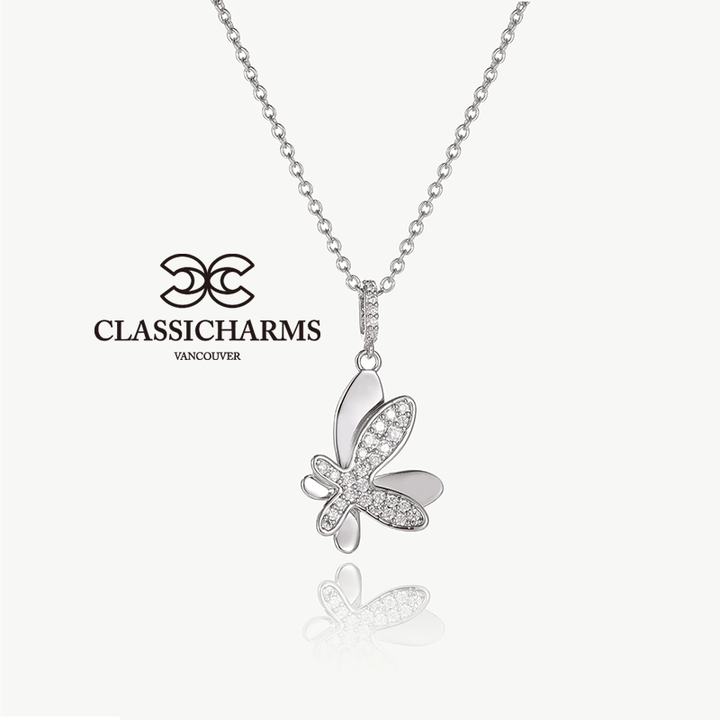 CLASSICHARMS Jewellery CLASSICHARMS (VANCOUVER) - Silver Pav¨¦ Diamond Butterfly Pendant Necklace CLASSICHARMS (VANCOUVER) - Silver Pav¨¦ Diamond Butterfly Pendant Necklace