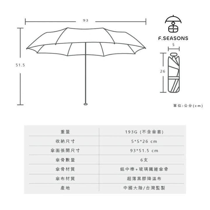 F.Season Umbrellas [IF35] F.Seasons Ultra-Light Carbon Fiber Auto Umbrella with Cooling Comfort | The Undisputed Bestseller | 20*6K (193g) [IF35] F.Seasons Ultra-Light Carbon Fiber Auto Umbrella with Cooling C
