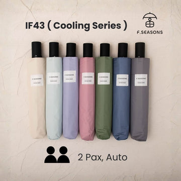F.Season Umbrellas F.Seasons [IF43] Cooling Auto 23" (245g) Lightweight 2 Person Umbrella [IF43] F.Seasons WIDE Cooling Carbon Fiber Safe Auto Fold Umbrella (Su