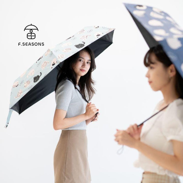 F.Season Umbrellas [M53] F.Seasons WIDE Cat & Dog Print Cooling Carbon Fiber Light Hand-Open Fold Umbrella | 23*6K (185g) [M53] F.Seasons WIDE Cat & Dog Print Cooling Carbon Fiber Light Hand-O