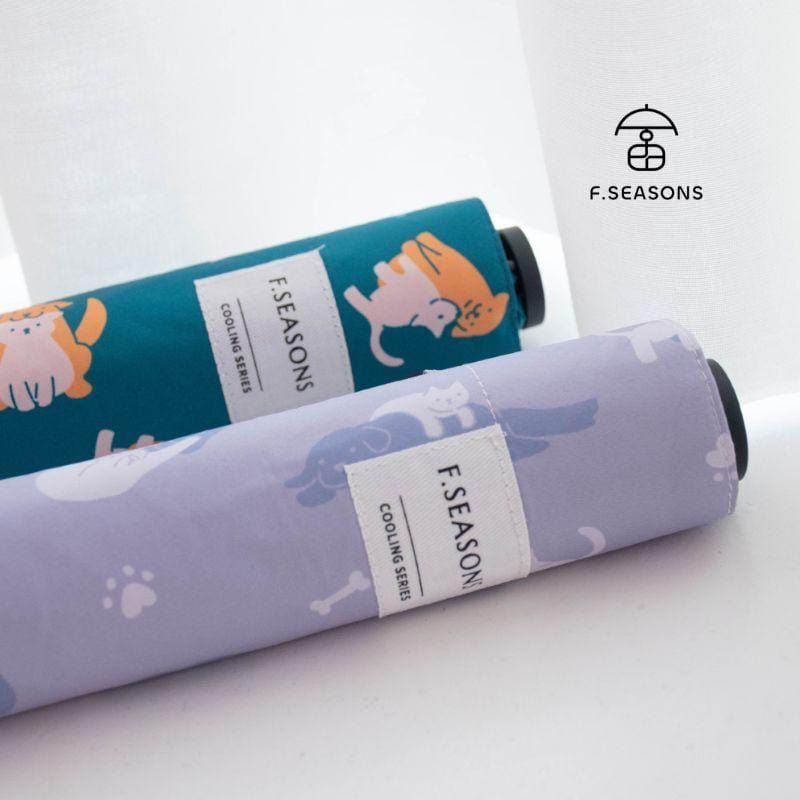 F.Season Umbrellas [M53] F.Seasons WIDE Cat & Dog Print Cooling Carbon Fiber Light Hand-Open Fold Umbrella | 23*6K (185g) [M53] F.Seasons WIDE Cat & Dog Print Cooling Carbon Fiber Light Hand-O