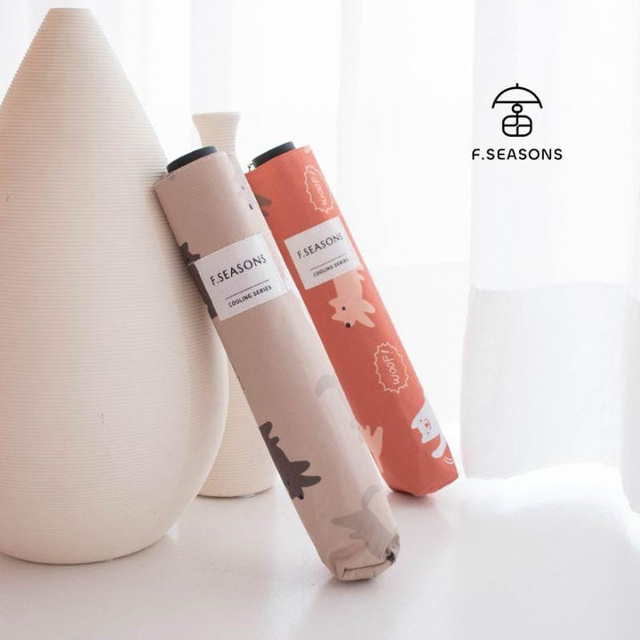 F.Season Umbrellas [M53] F.Seasons WIDE Cat & Dog Print Cooling Carbon Fiber Light Hand-Open Fold Umbrella | 23*6K (185g) [M53] F.Seasons WIDE Cat & Dog Print Cooling Carbon Fiber Light Hand-O
