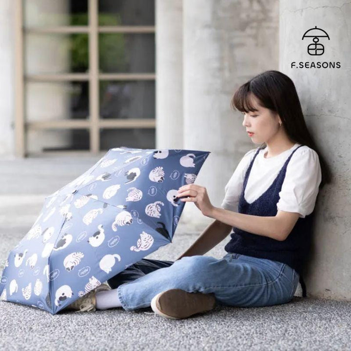 F.Season Umbrellas [M53] F.Seasons WIDE Cat & Dog Print Cooling Carbon Fiber Light Hand-Open Fold Umbrella | 23*6K (185g) [M53] F.Seasons WIDE Cat & Dog Print Cooling Carbon Fiber Light Hand-O