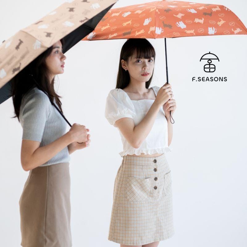 F.Season Umbrellas [M53] F.Seasons WIDE Cat & Dog Print Cooling Carbon Fiber Light Hand-Open Fold Umbrella | 23*6K (185g) [M53] F.Seasons WIDE Cat & Dog Print Cooling Carbon Fiber Light Hand-O