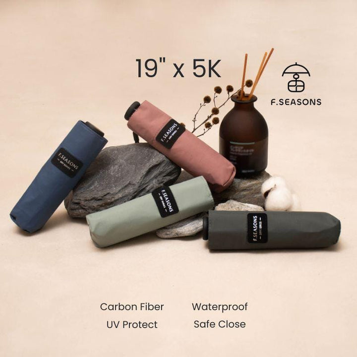 F.Season Umbrellas [TA08] F.Seasons Popular Tear-Resistant Mini Carbon Fiber Fold Umbrella (Perfect Travel Companion)| 19*5K (120g) [TA08] F.Seasons Popular Tear-Resistant Mini Carbon Fiber Fold Umbrell