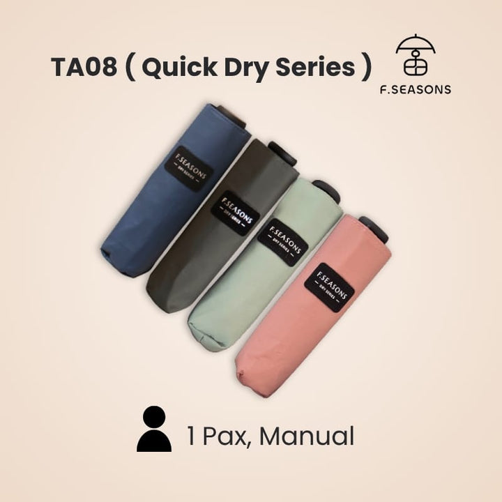 F.Season Umbrellas F.Seasons [TA08] Quick Dry Manual 19" (120g) Lightweight 1 Person Umbrella [TA08] F.Seasons Popular Tear-Resistant Mini Carbon Fiber Fold Umbrell