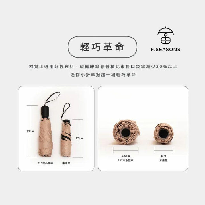 F.Season Umbrellas [TA10] F.Seasons Top-Selling! Mini Carbon-Fiber Cooling Foldable Umbrella | 19*5K (150g) [TA10] F.Seasons Top-Selling! Mini Carbon-Fiber Cooling Foldable Umbre