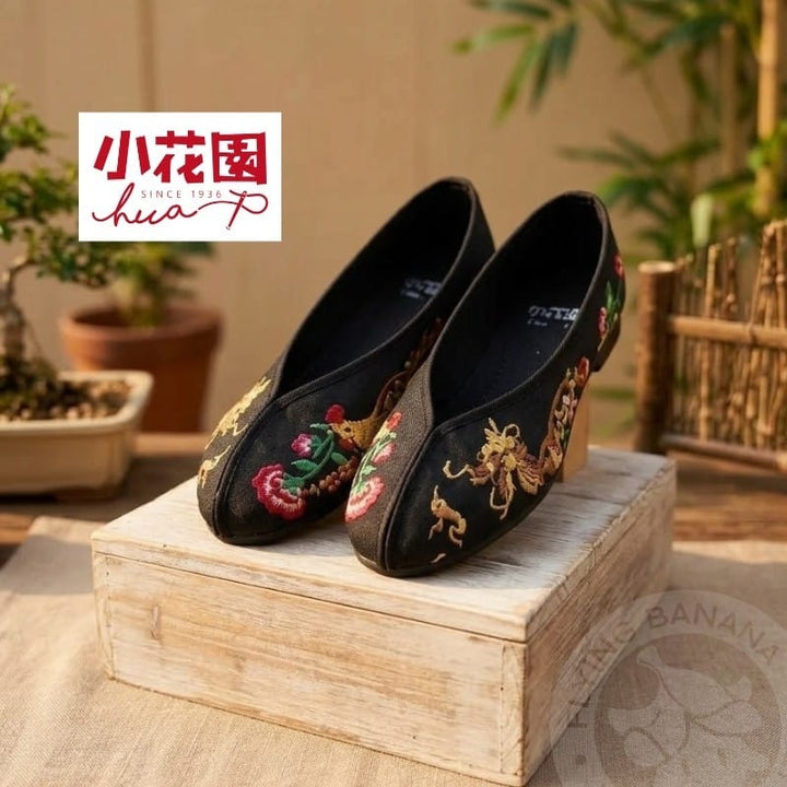 HUA Shoe Shoe Little Garden Taiwan Black Dragon And Phoenix Embroidered Gassho Shoes Little Garden Taiwan Black Dragon And Phoenix Embroidered Gassho Shoes