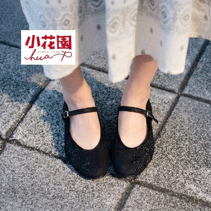 HUA Shoe Shoe Little Garden Taiwan Embroidered S-Buckle Mary Jane Shoes Black Plum Little Garden Taiwan Embroidered S-Buckle Mary Jane Shoes Black Plum