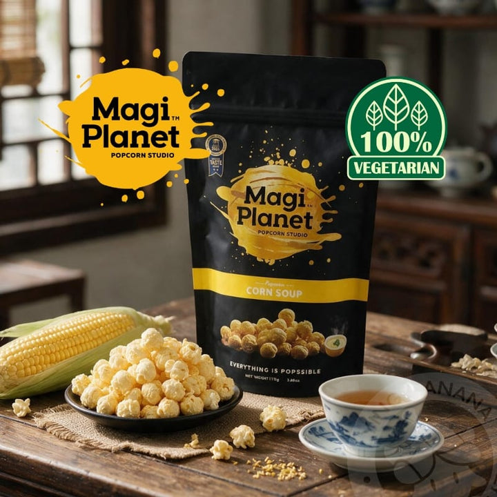 Magi Planet Popcorn MagiPlanet Corn Soup Flavor Handmade Popcorn Vegan Snack (100% Vegan) (110g) MagiPlanet Corn Soup Flavor Handmade Popcorn Vegan Snack (100% Vegan) 