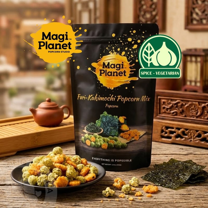 Magi Planet Popcorn MagiPlanet Grilled Seaweed Rice Cracker Popcorn Mix Snack (Spice-Vegetarian) (160g) MagiPlanet Grilled Seaweed Rice Cracker Popcorn Mix Snack (Alliums)(16