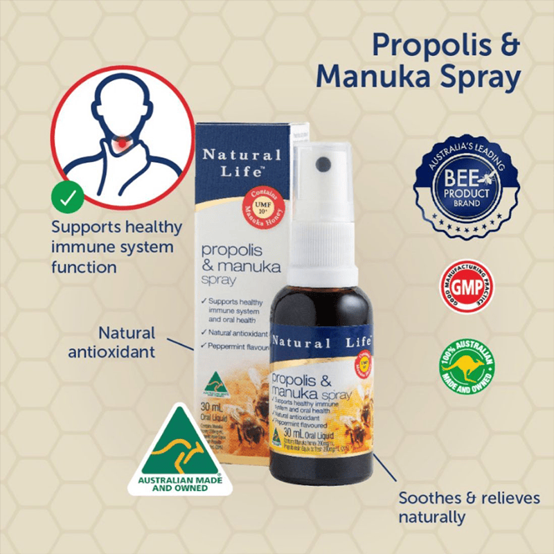 Natural Life Honey Natural Life Propolis & Manuka Honey Throat Spray Natural Life Propolis & Manuka Honey Throat Spray