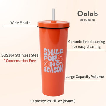 Oolab Cups, Mugs & Glasses Oolab Color Palette Ceramic-Coating Straw Cup (with Straw) 850ml Oolab Color Palette Ceramic-Coating Straw Cup (with Straw) 850ml