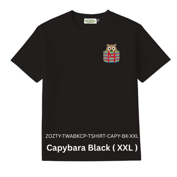 Zooztory T-Shirts Capybara Black XXL Zooztory Taiwan All Black Cute Simple Printed Tee Shirt Zooztory Taiwan All Black Cute Simple Printed Tee Shirt