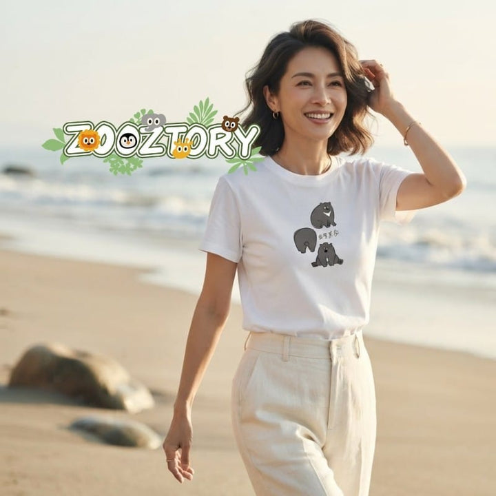Zooztory T-shirts Zooztory Taiwan Black Bear Printed Tee Shirt Black White Zooztory Taiwan Black Bear Printed Tee Shirt Black White