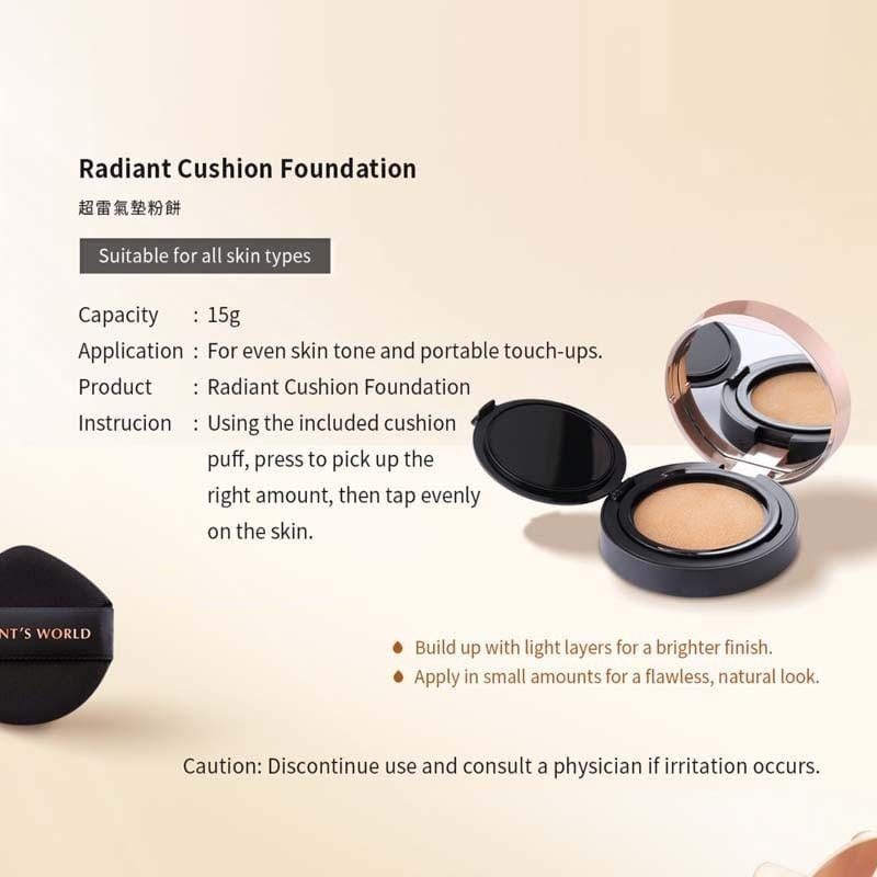Vincent's World Concealer & Foundation Radiant Cushion Foundation and Waterproof Setting Loose Powder Radiant Cushion Foundation and Waterproof Setting Loose Powder
