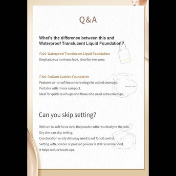 Vincent's World Concealer & Foundation Radiant Cushion Foundation and Waterproof Setting Loose Powder Radiant Cushion Foundation and Waterproof Setting Loose Powder