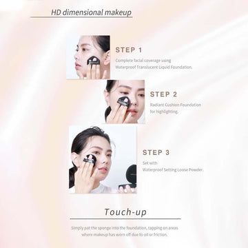 Vincent's World Concealer & Foundation Radiant Cushion Foundation and Waterproof Setting Loose Powder Radiant Cushion Foundation and Waterproof Setting Loose Powder