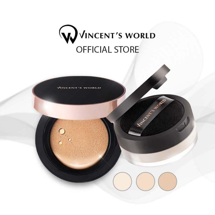 Vincent's World Concealer & Foundation Radiant Cushion Foundation and Waterproof Setting Loose Powder Radiant Cushion Foundation and Waterproof Setting Loose Powder