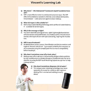Vincent's World Concealer & Foundation Waterproof Translucent Liquid Foundation and Waterproof Setting Loose Powder Waterproof Translucent Liquid Foundation and Waterproof Setting Loose 