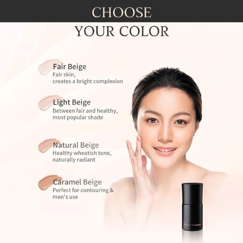 Vincent's World Concealer & Foundation Fair Beige Waterproof Translucent Liquid Foundation and Waterproof Setting Loose Powder Waterproof Translucent Liquid Foundation and Waterproof Setting Loose 
