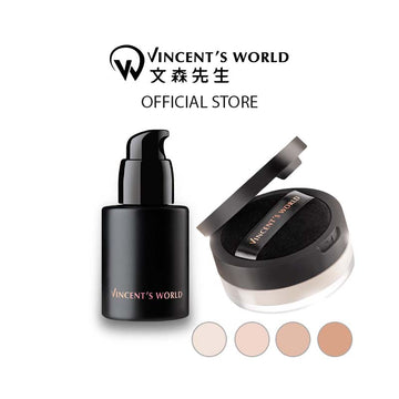 Vincent's World Concealer & Foundation [Bundle] Vincent's World Waterproof Translucent Liquid Foundation and Waterproof Setting Loose Powder - Black Friday 30% OFF Waterproof Translucent Liquid Foundation and Waterproof Setting Loose 