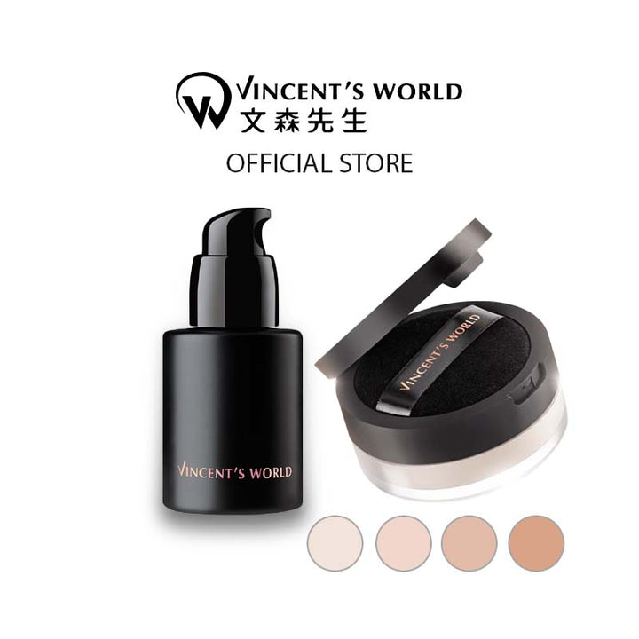 Vincent's World Concealer & Foundation [Bundle] Vincent's World Waterproof Translucent Liquid Foundation and Waterproof Setting Loose Powder - Black Friday 30% OFF Waterproof Translucent Liquid Foundation and Waterproof Setting Loose 
